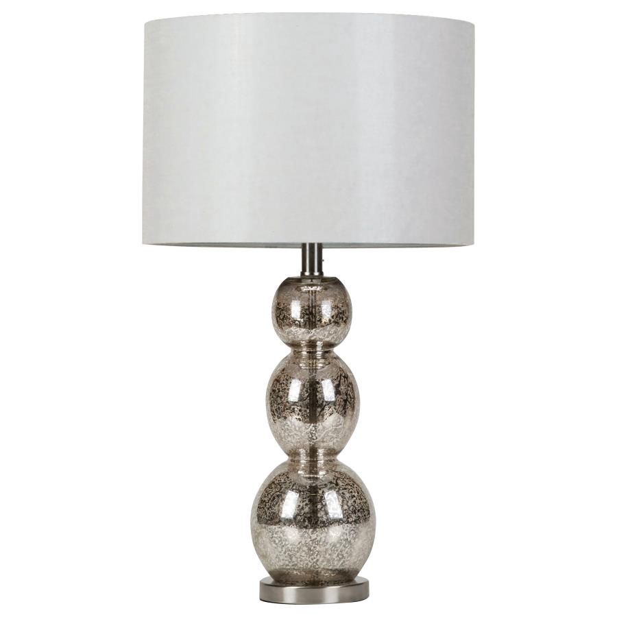 Mineta 27-Inch Drum Shade Stacked Table Lamp Antique Silver