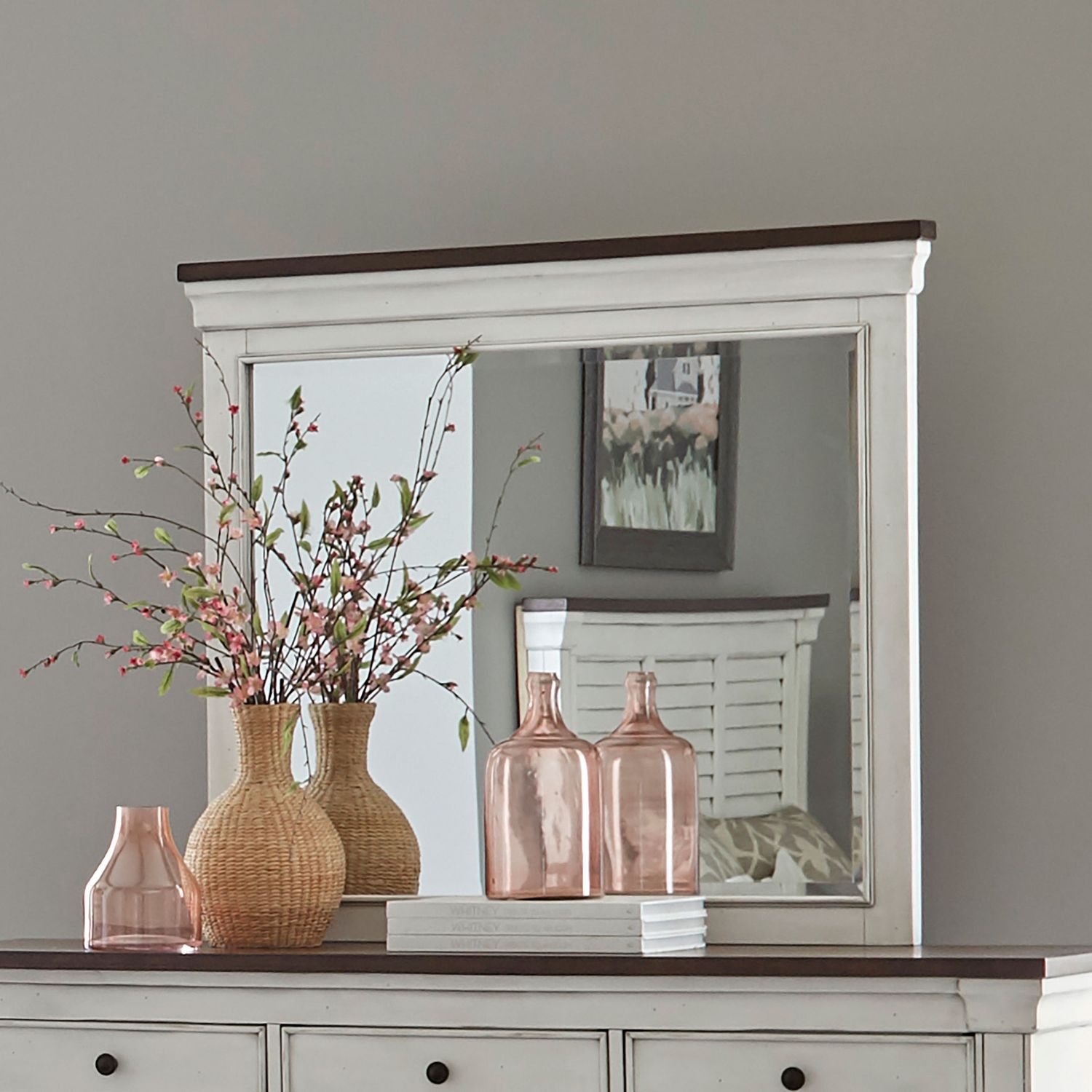 Hillcrest Rectangular Dresser Mirror Dark Rum And White