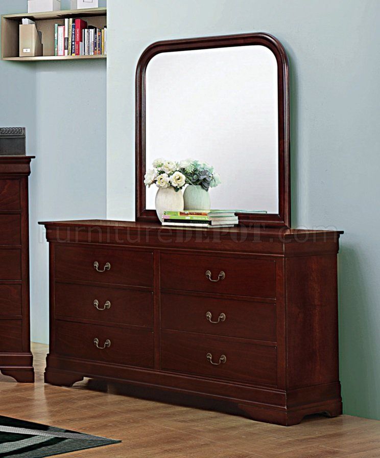 Louis Philippe Dresser Mirror Cherry Brown