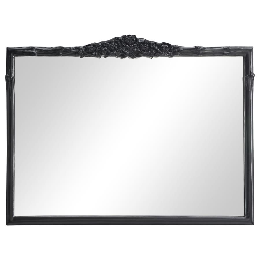 Sylvie 40 X 30 Inch French Provincial Mantle Mirror, Colour: Glossy Black