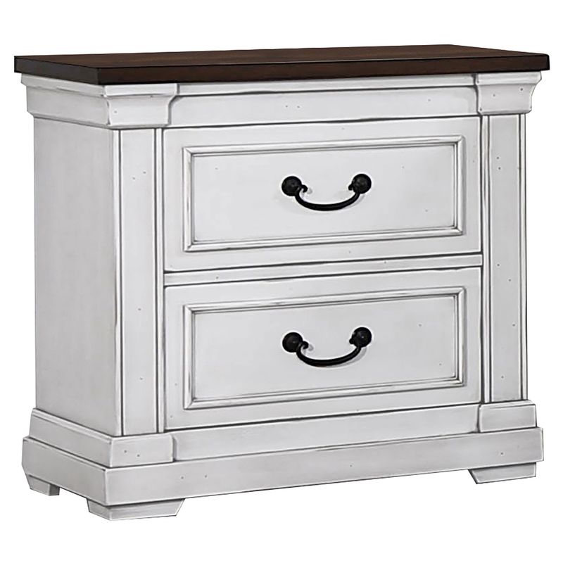 Hillcrest 2-Drawer Nightstand Dark Rum And White