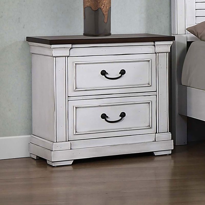 Hillcrest 2-Drawer Nightstand Dark Rum And White