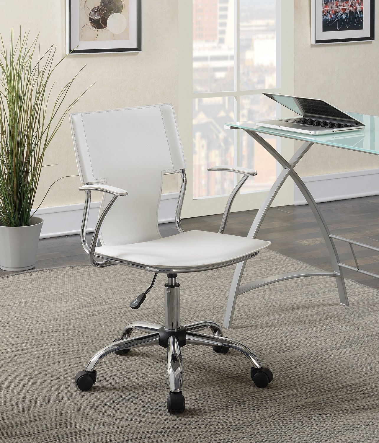 Himari Adjustable Height Office Chair White And Chrome