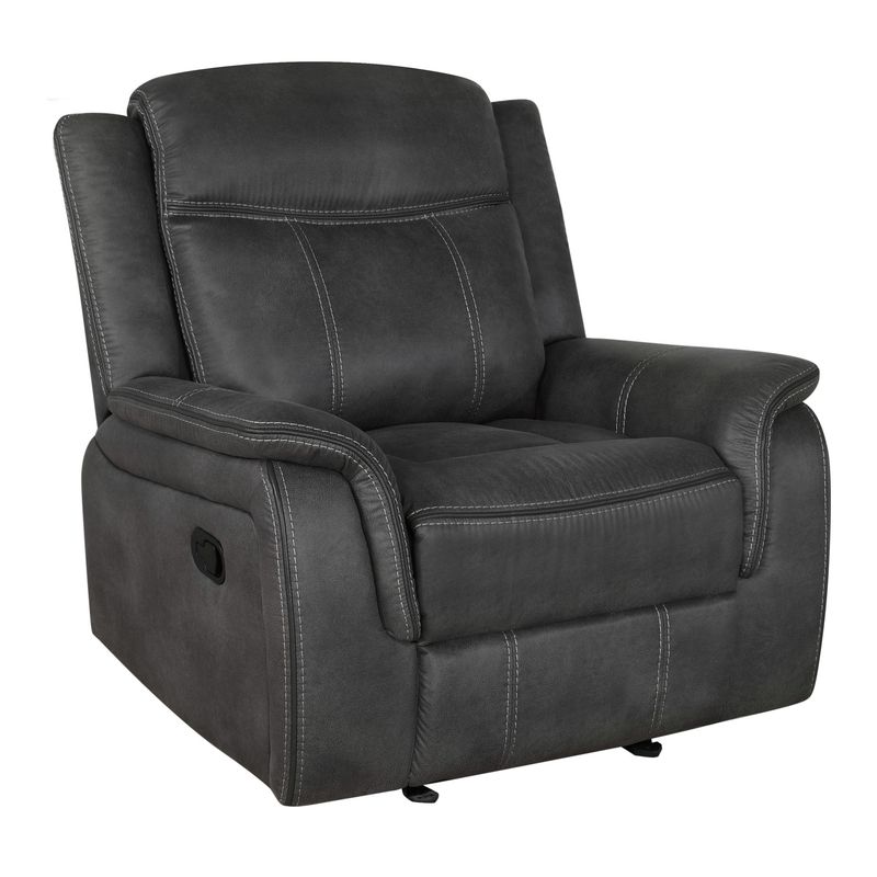 Lawrence Upholstered Padded Arm Glider Recliner Charcoal