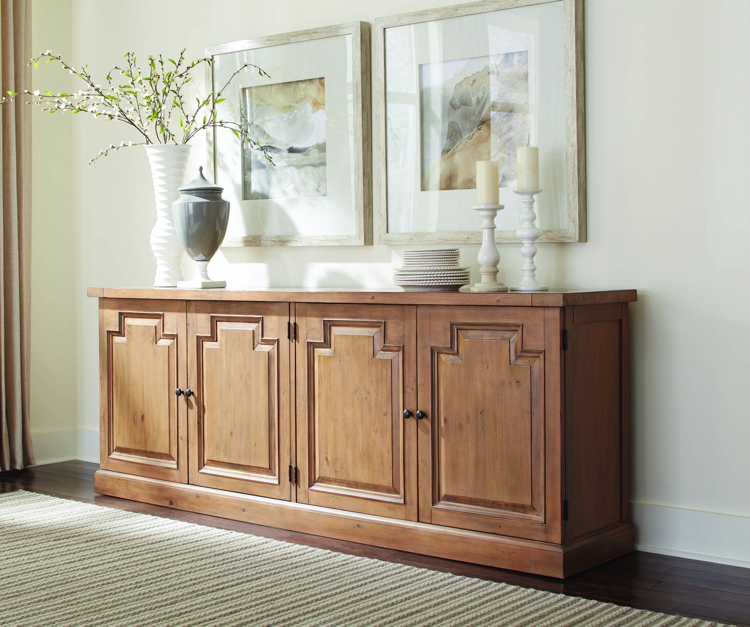 Florence 4-Door Dining Sideboard Buffet Cabinet Rustic Honey