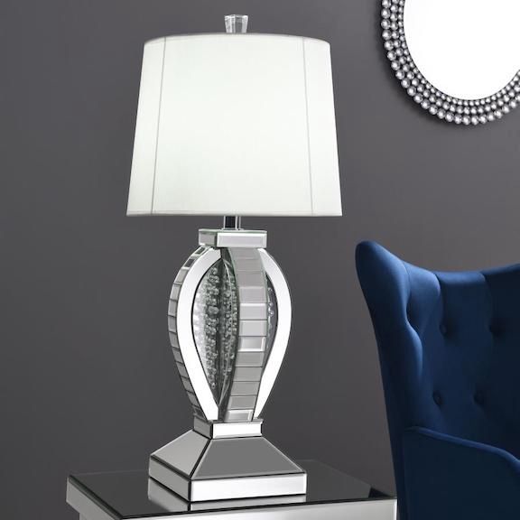 Klein 31-Inch Empire Mirrored Acrylic Table Lamp Silver