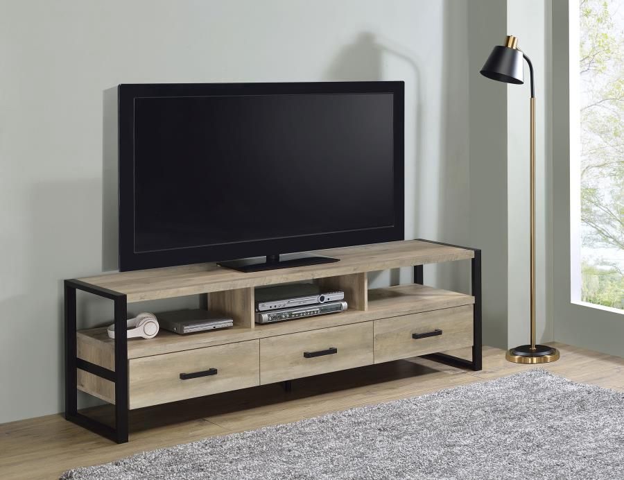 James 3-Drawer 71″ TV Stand Antique Pine