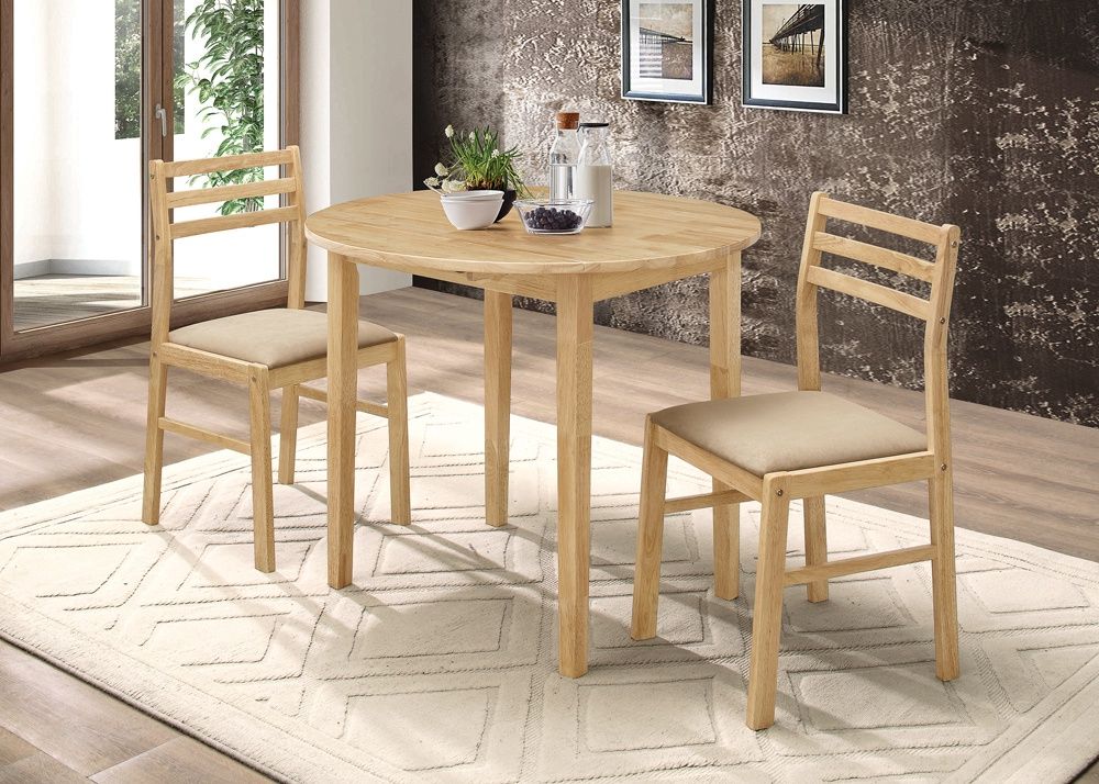 Bucknell 3-Piece Round Drop Leaf Dining Table Set Natural