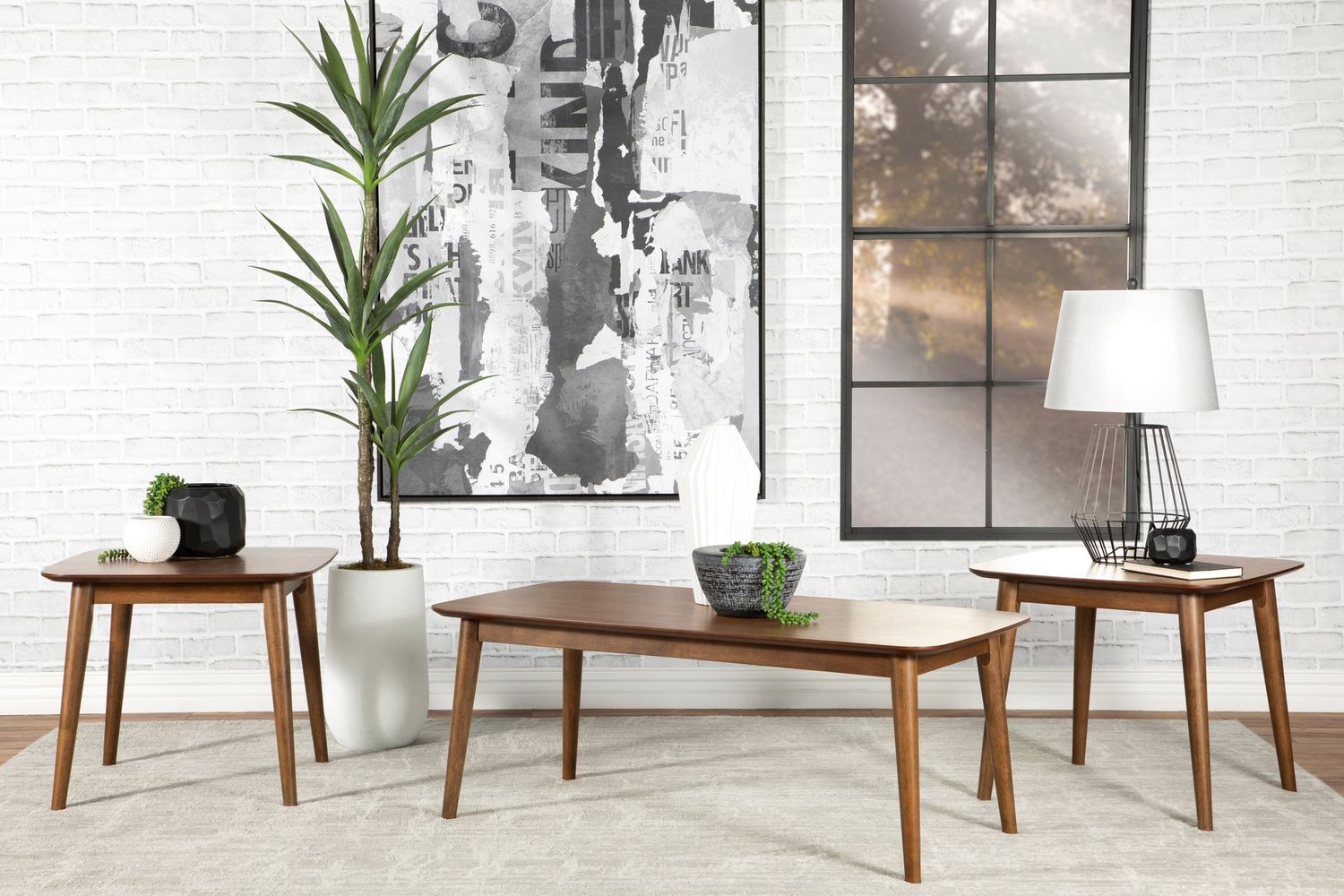 Radley 3-Piece Rectangular Coffee Table Set Natural Walnut