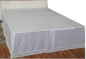 Rizzy Home Bed Skirt, Solid White with Trim Detail