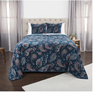 Rizzy Home Quilt, Indigo Paisley, Size: Queen