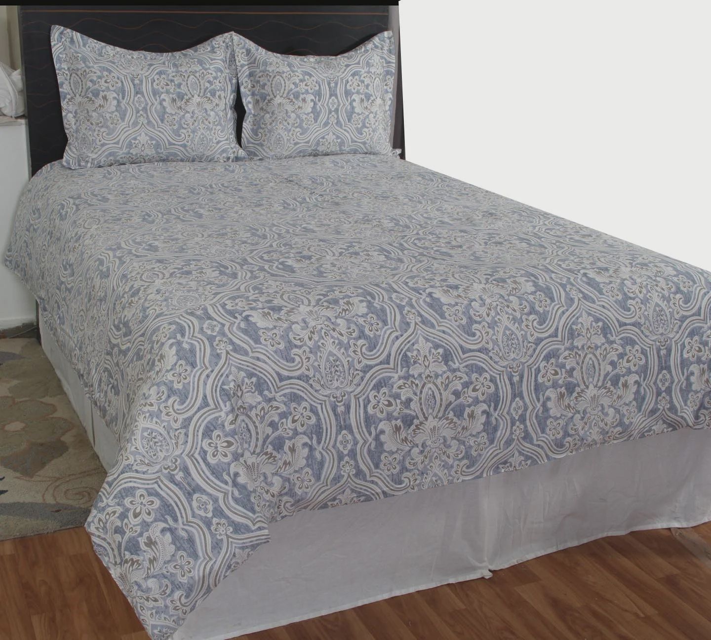 Rizzy Home Duvet Cover Set, Brown and Blue Pattern