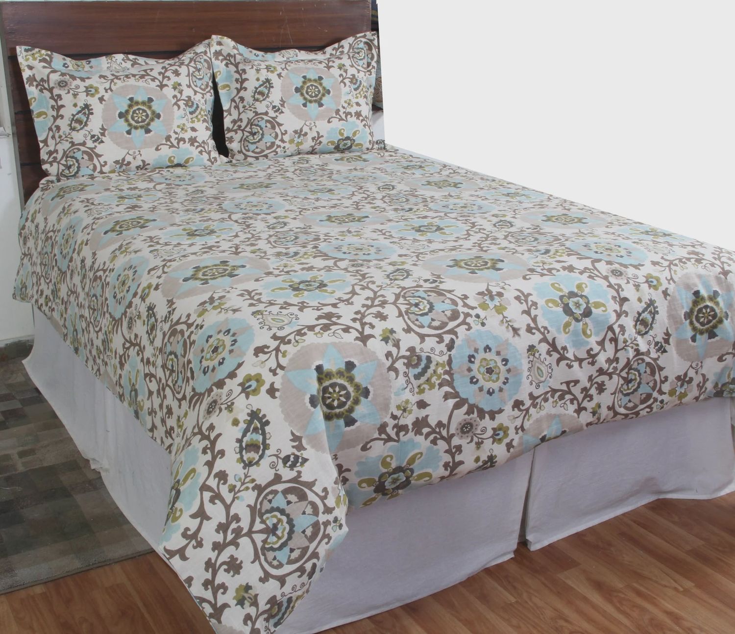 Rizzy Home Duvet Cover Set, Brown, Blue and Green Floral