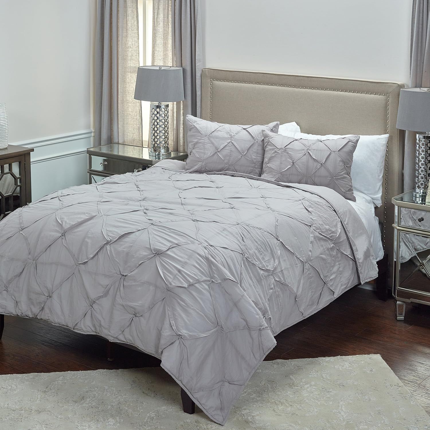 Rizzy Home Quilt, Grey Cross Pattern, Size: King
