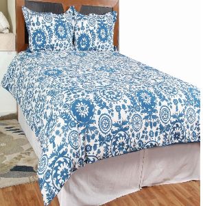 Rizzy Home Duvet Cover, Teal Blue Floral Pattern