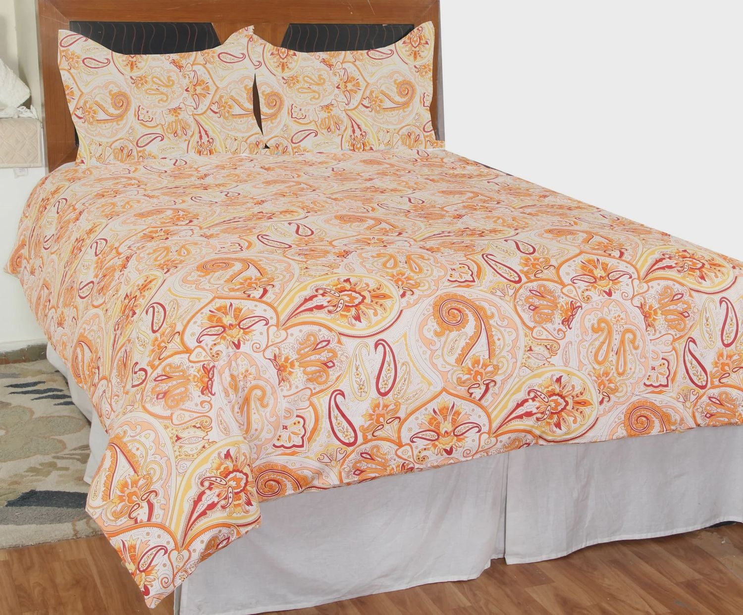 Rizzy Home Duvet Cover, Orange and Pink Paisley