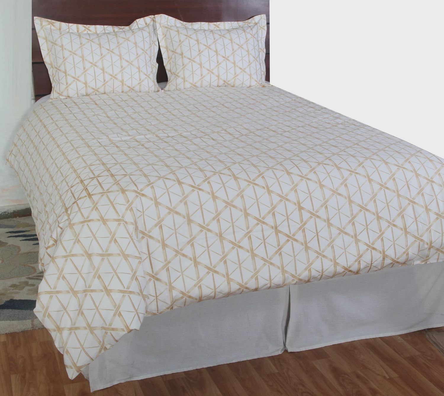 Rizzy Home Duvet Cover, Ivory Gold Cross Pattern