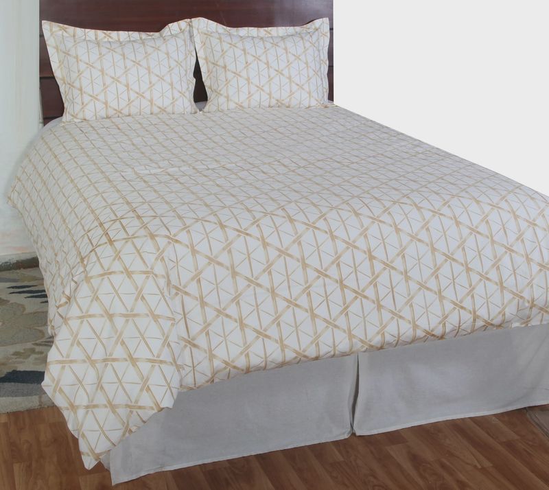 Rizzy Home Duvet Cover, Ivory Gold Cross Pattern