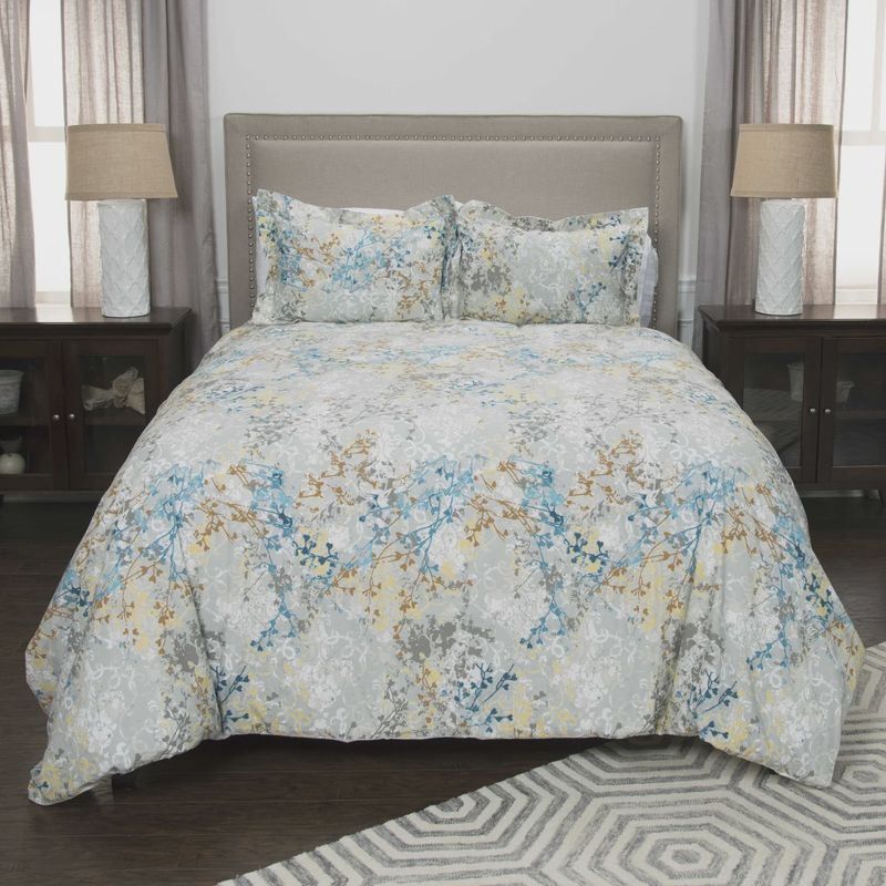 Rizzy Home Duvet Cover, Grey, Blue and Brown Pattern