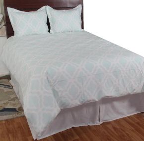 Rizzy Home Duvet Cover Set, Turquoise and White Pattern