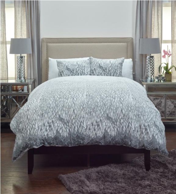 Rizzy Home Duvet Cover Set, White and Grey Pattern, Size: Queen