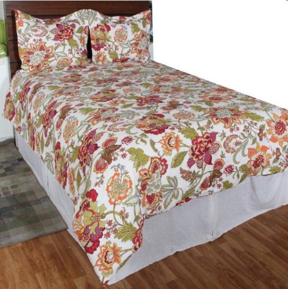 Rizzy Home Duvet Cover Set, Red and Orange Floral