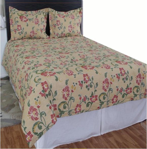 Rizzy Home Duvet Cover Set, Tan and Red Hibiscus