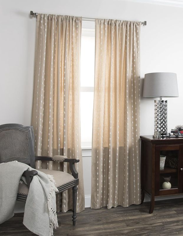 Rizzy Home Curtain Panel Set, Embroidered Ivory and Beige