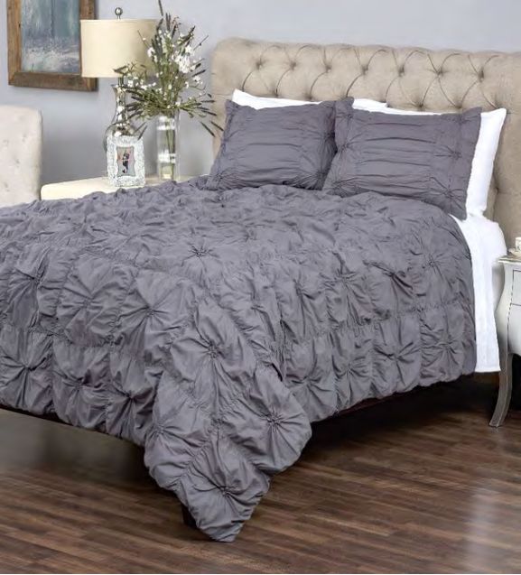 Rizzy Home Comforter Set, Grey Tuft Detail