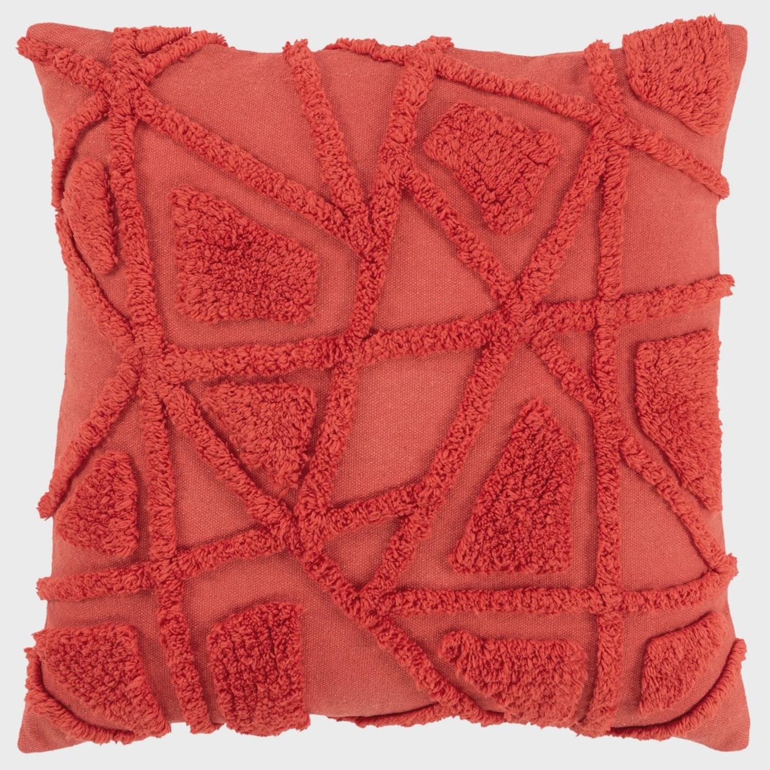 Rizzy Home Decorative Pillow, Red Geometric Shag