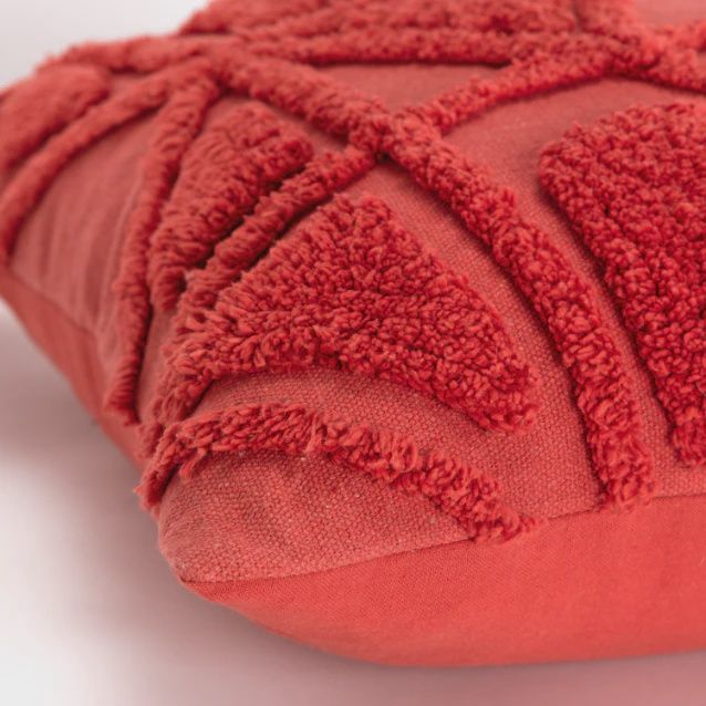 Rizzy Home Decorative Pillow, Red Geometric Shag