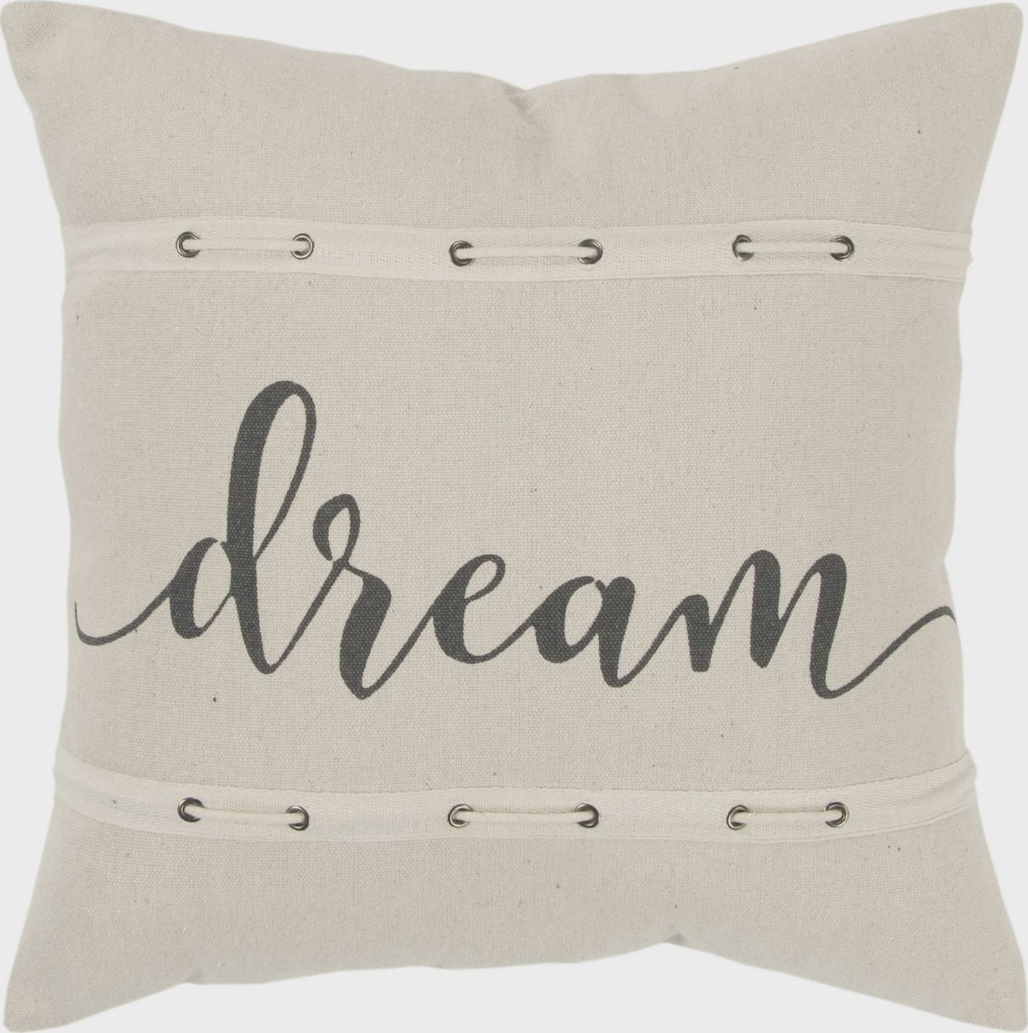 Rizzy Home Decorative Pillow, &#39;Dream&#39; Text Natural