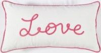 Rizzy Home Decorative Pillow, White and Pink 'Love' Text
