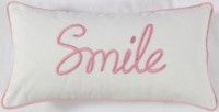 Rizzy Home Decorative Pillow, Pink and White &#39;Smile&#39; Text
