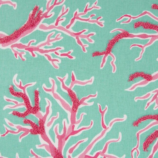 Rizzy Home Simply Southern Decorative Pillow, Teal and Pink Coral