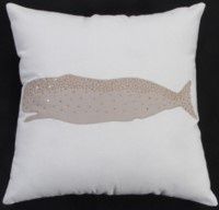 Rizzy Home Decorative Pillow, Ivory with Tan Whale Detail