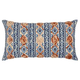 Rizzy Home Decorative Pillow, Navy and Rust Diamond Pattern