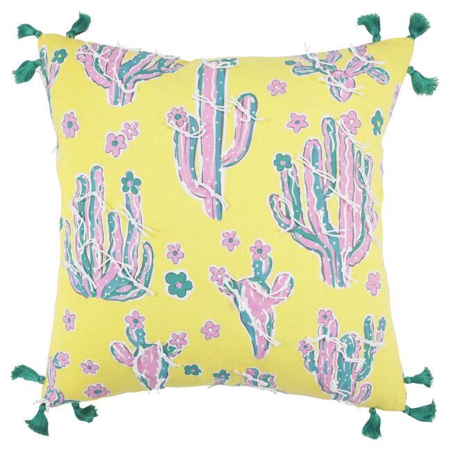 Rizzy Home Simply Southern Decorative Pillow, Yellow Cacti