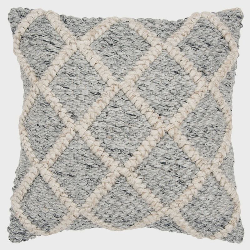 Rizzy Home Donny Osmond Decorative Pillow, Natural/Grey Wool Diamond Pattern