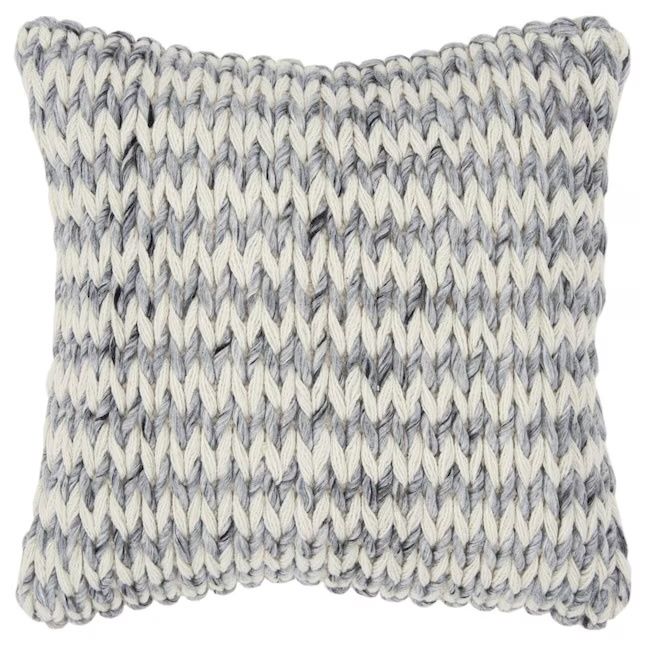 Rizzy Home Decorative Pillow, Grey and White Zig Zag