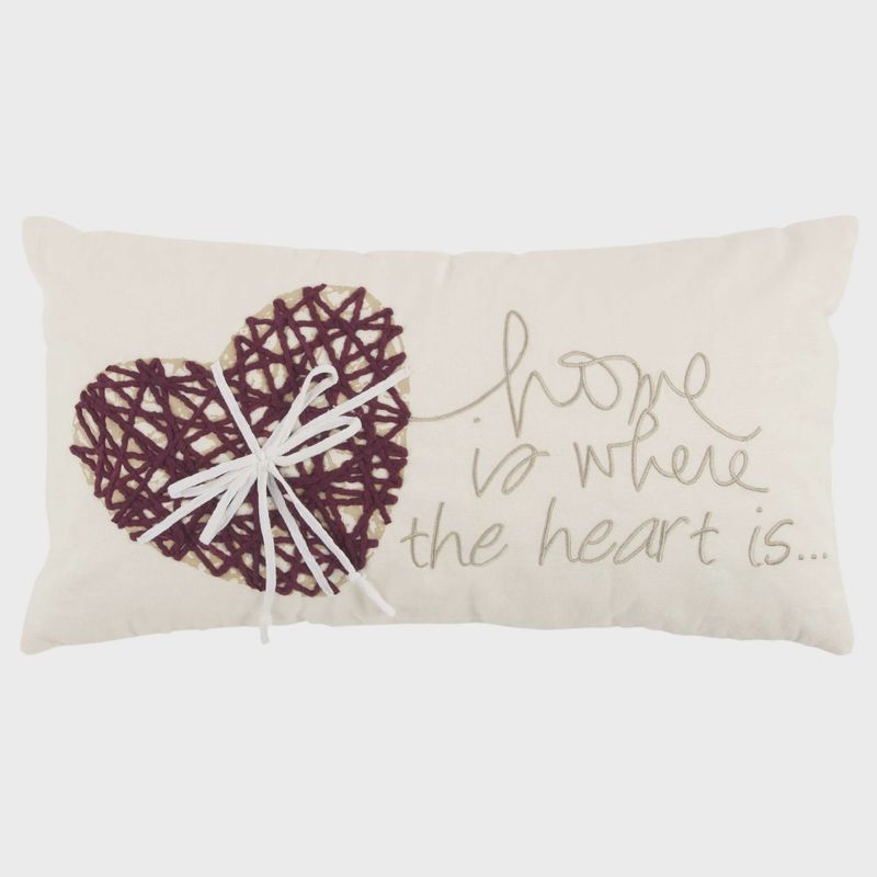 Rizzy Home Decorative Pillow, Natural Ivory "Home" Text