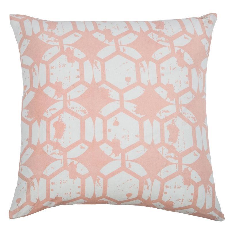 Rizzy Home Decorative Pillow, Light Pink Printed Geometric Pattern
