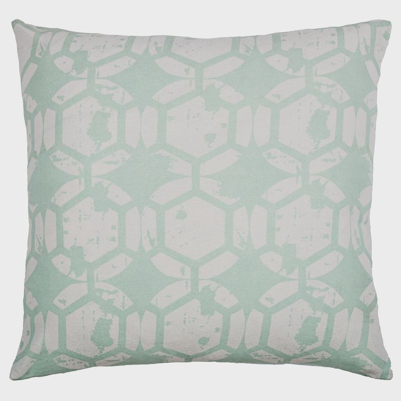 Rizzy Home Decorative Pillow, Aqua Diamond Printed Pattern
