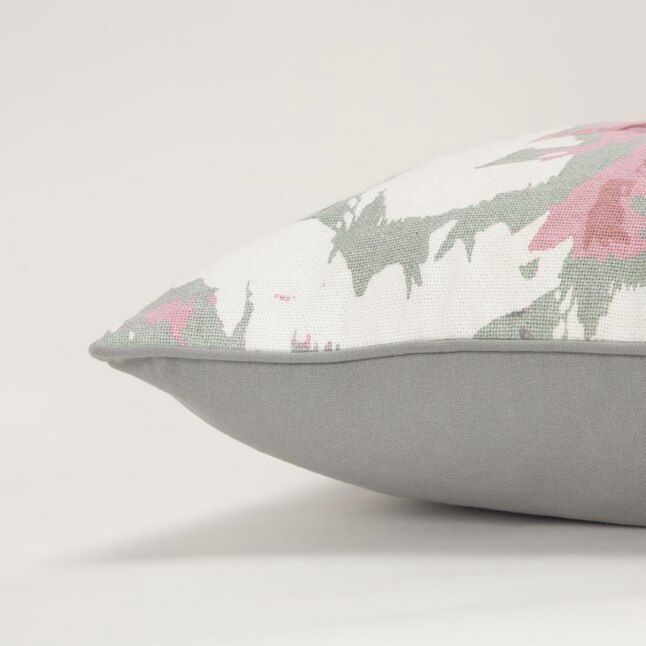 Rizzy Home Decorative Pillow, Grey and Pink Floral Print