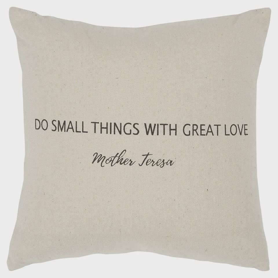 Rizzy Home Decorative Pillow, Natural Canvas Quote Text