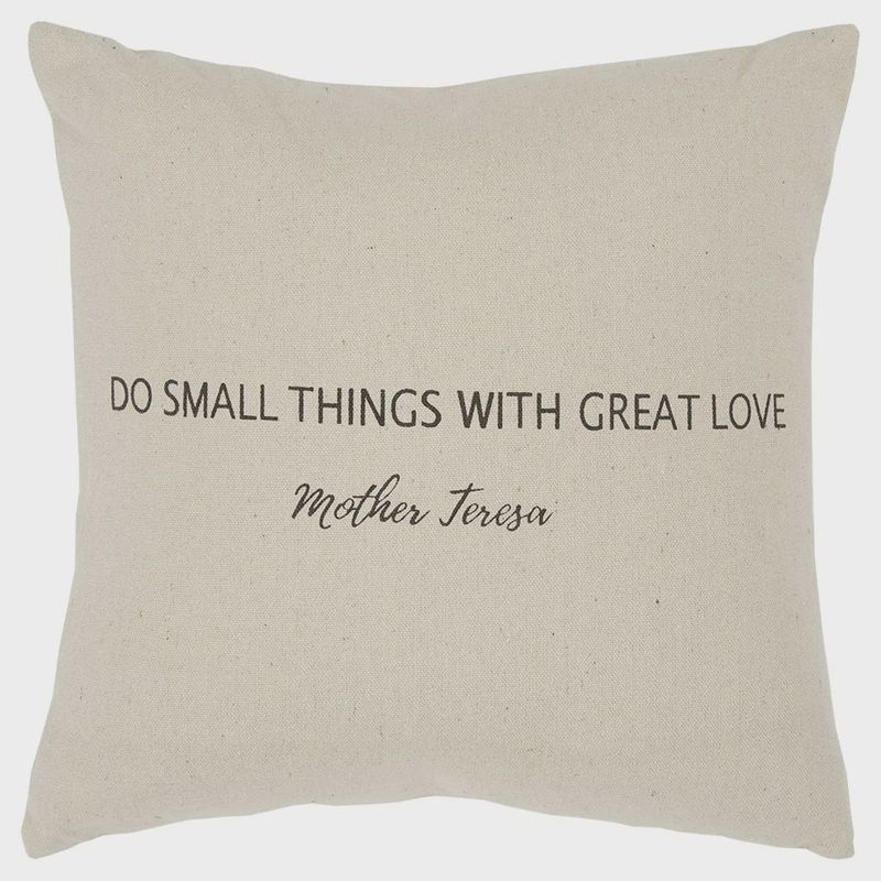 Rizzy Home Decorative Pillow, Natural Canvas Quote Text
