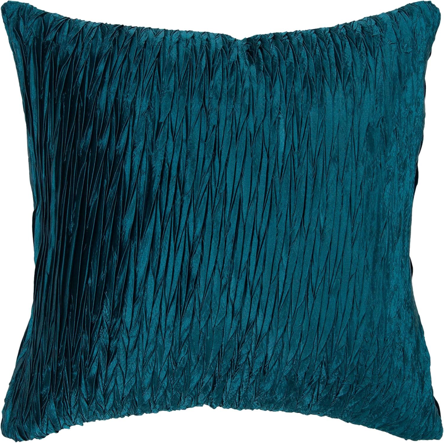 Rizzy Home Decorative Pillow, Crinkle Texture Peacock Teal