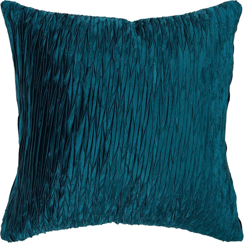 Rizzy Home Decorative Pillow, Crinkle Texture Peacock Teal