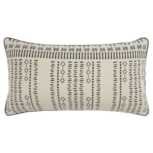 Rizzy Home Donny Osmond Decorative Pillow, Beige with Charcoal Geometric Print