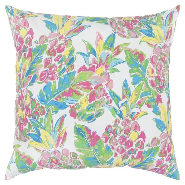 Rizzy Home Indoor/Outdoor Decorative Pillow, Multicolor Pineapple Print